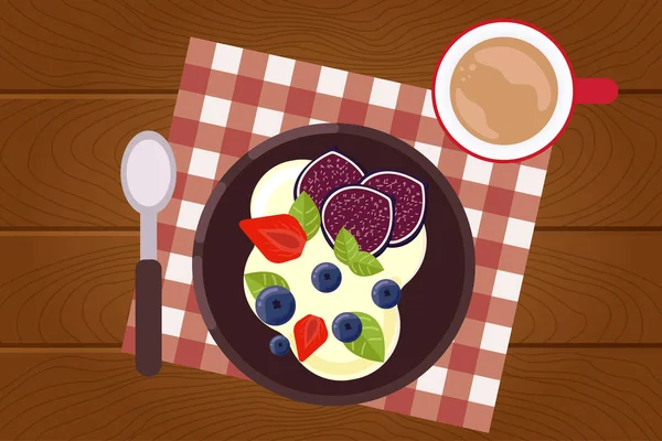 Πρωινό έννοια. Υγιεινά τρόφιμα. Επίπεδη στυλ εικονογράφηση. Εικονογράφηση διάνυσμα. — Διανυσματικό Αρχείο