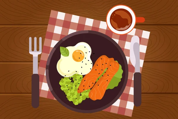 Πρωινό έννοια. Υγιεινά τρόφιμα. Επίπεδη στυλ εικονογράφηση. Εικονογράφηση διάνυσμα. — Διανυσματικό Αρχείο