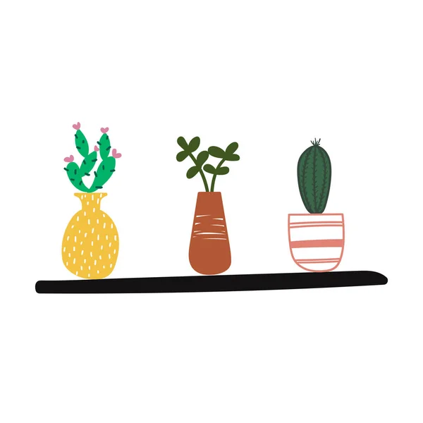 手描きの家の植物や花。スカンジナビアスタイル — ストックベクタ