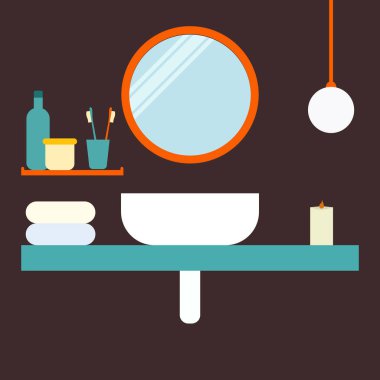 Modern banyo iç vektör düz çizim İskandinav tarzı