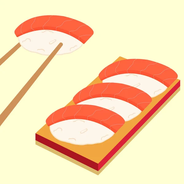 寿司アイコンセット。アジア料理フラットスタイルの食べ物. — ストックベクタ