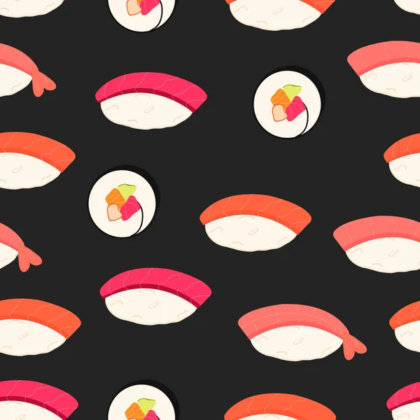 Conjunto de iconos de sushi. Comida asiática. Patrón sin costura . — Vector de stock