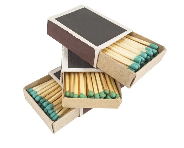 Open Box of Matches on White Background