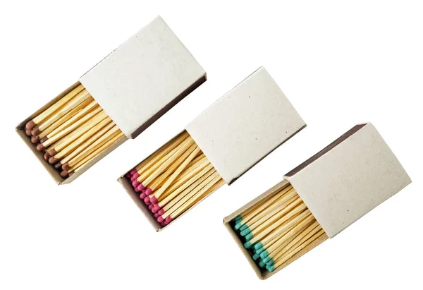 Open Box of Matches on White Background