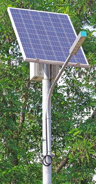 Street Light powered by a solar panel with a battery