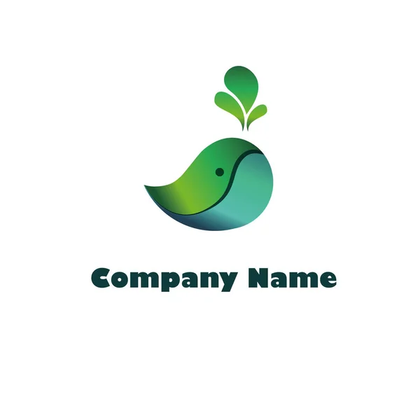 Eco Barátságos Logo Tervezés Zöld Bálna Vektor Logo — Stock Vector