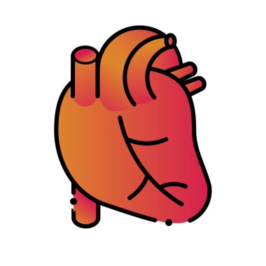 Beyaz arka plan üzerinde insan kalp simgesi. Siyah anahat degrade uğultu