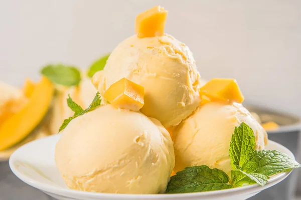 Mango ice cream. Mango flavored ice cream.