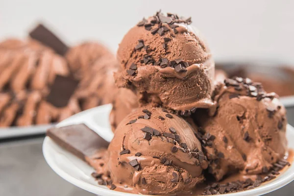 Ice cream with chocolate and chocolate chips