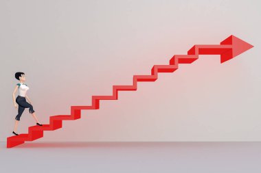 bir kadın kariyer merdivene (3B oluşturma adımları)