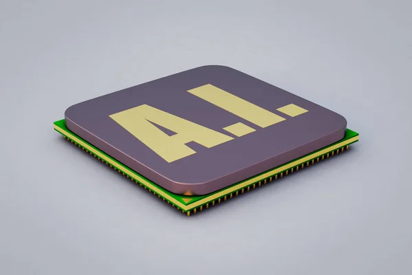 Nahaufnahme Eines Künstlichen Intelligenz Chips Rendering — Stockfoto
