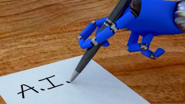 Robot bir el kısaltma yapay zeka için yazıyor.