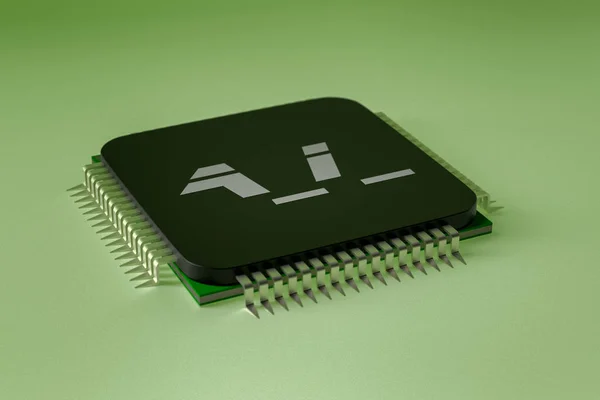 Ein Computerchip mit künstlicher Intelligenz (3D-Rendering)) — Stockfoto