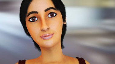 3D işlenmiş güzel bir kadının bir portre