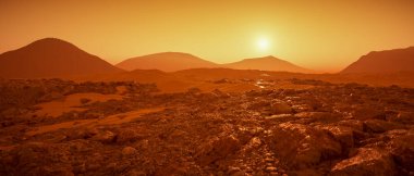 Mars'ta büyük bir gün (3d render)
