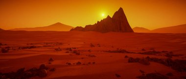 Mars'ta büyük bir gün (3d render)