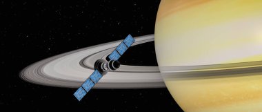 bir uydu satürn (3d render, bu görüntü elemanları f tarar