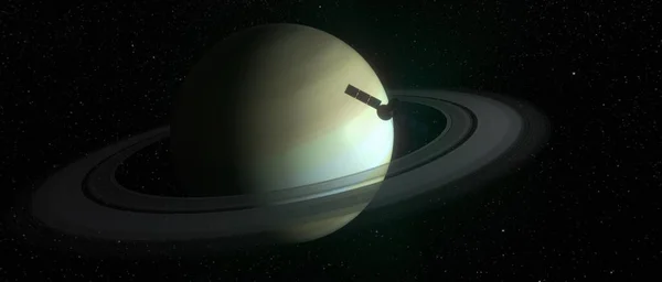 Супутник Сканує Сатурн Рендеринг Цей Знімок Містить Елементи Наса — стокове фото
