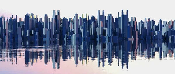 Stadtbild Wolkenkratzer Konzept Hintergrund Rendering — Stockfoto