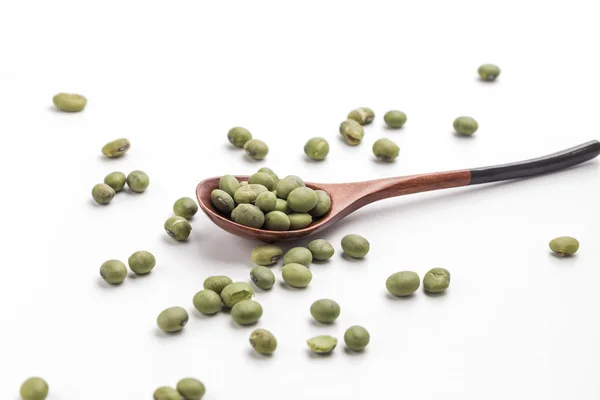 Green Soybeans White Background — Stockfoto