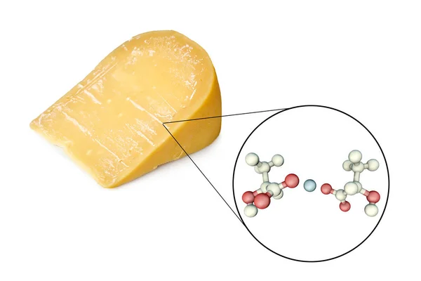 Kalcium laktat kristaller på ost yta — Stockfoto