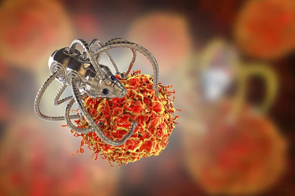 Нанобот атакует раковые клетки — стоковое фото