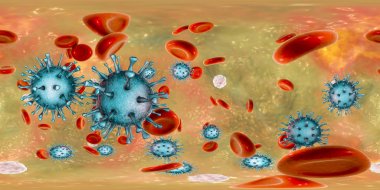Cytomegaloviruses in blood, 360-degree spherical panorama clipart