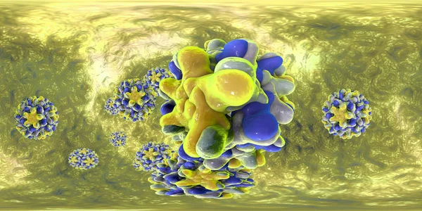 360 fokos panoráma kilátás a hepatitis B vírusokra — Stock Fotó