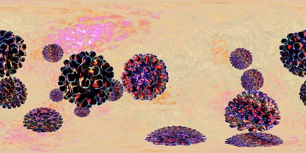 360 degree panorama view of Hepatitis B viruses — Stock Photo, Image