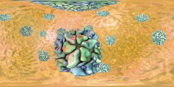 Polioviruses, 360 degree spherical panorama view — Stock Photo, Image