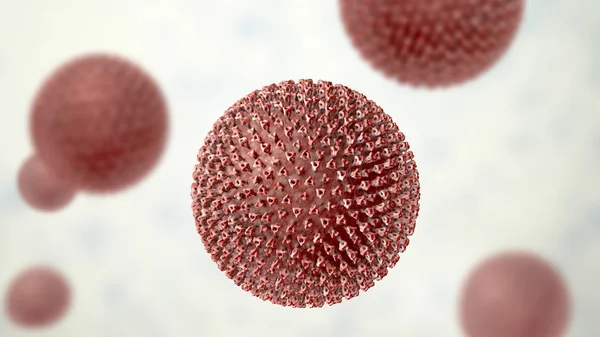 Virus del morbillo, illustrazione che mostra la struttura del virus del morbillo con picchi di glicoproteina superficiale — Foto Stock