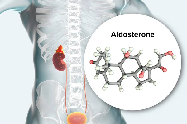 Hormônio Aldosterona Hormônio Mineralocorticoide Produzido Por Adrenais Ilustração — Fotografia de Stock