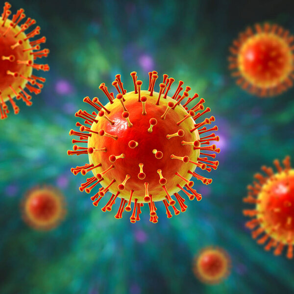 Human pathogenic viruses, 3D illustration