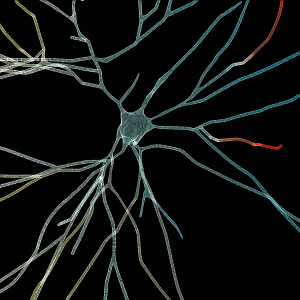 Neuron Hersencel Geïsoleerd Zwarte Achtergrond Illustratie — Stockfoto