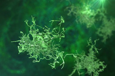 Pseudopodia 'lı insan parazitli amip, 3 boyutlu illüstrasyon