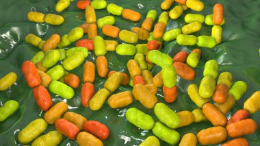 Kingella bakterisi, 3 boyutlu illüstrasyon. Çocukların boğazını sömürgeleştirir ve ara sıra osteomyelit, septik artrit, bakteri ve endokardit gibi çocuklarda istilacı hastalıklara neden olur.