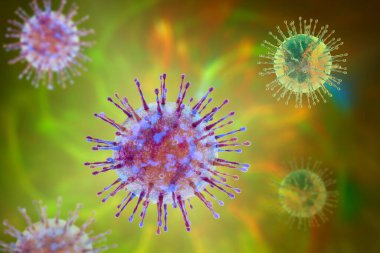 Human pathogenic viruses, 3D illustration clipart