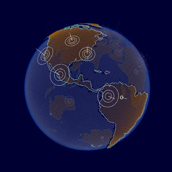 Globo Con Continentes Resaltados Marcas Puntero Que Muestran Las Américas —  Fotos de Stock