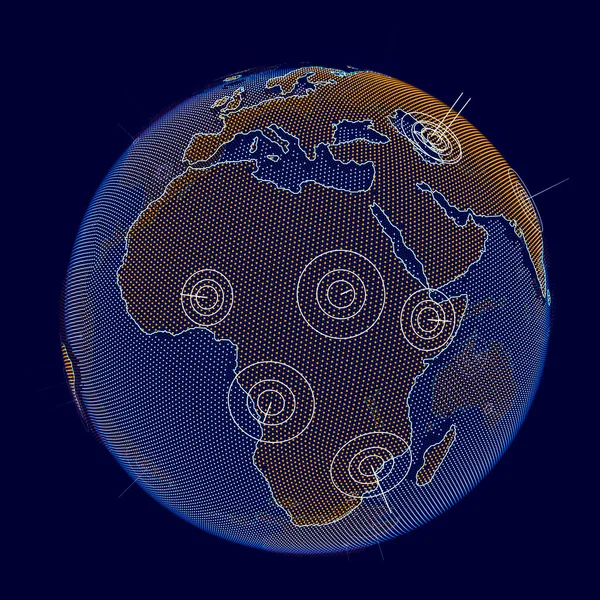 Globo Con Continentes Resaltados Marcas Puntero Que Muestran África Ilustración —  Fotos de Stock