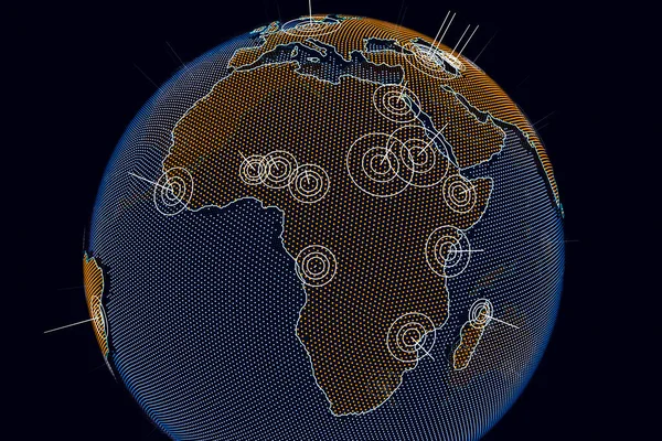 Globo Con Continentes Resaltados Marcas Puntero Que Muestran África Ilustración —  Fotos de Stock