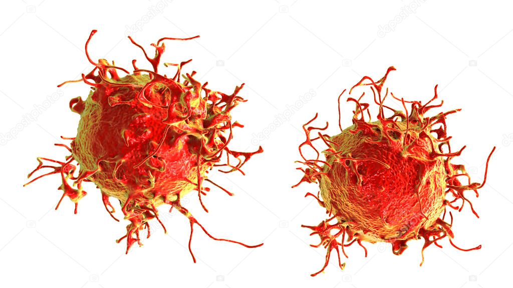 Skin cancer cells isolated on white background, 3D illustration