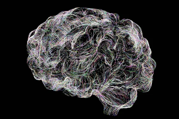 大脑是由神经元网络制成的 3D图解 — 图库照片