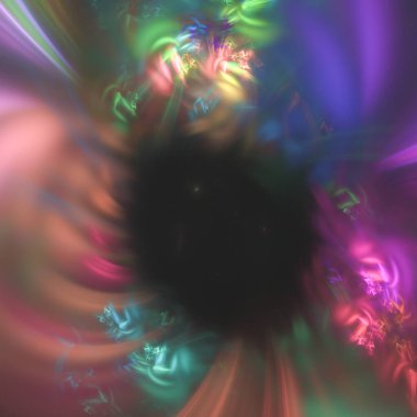 Soyut fraktal arka plan. Uzay ve bilim arkaplanı, kara delik, 3 boyutlu illüstrasyon