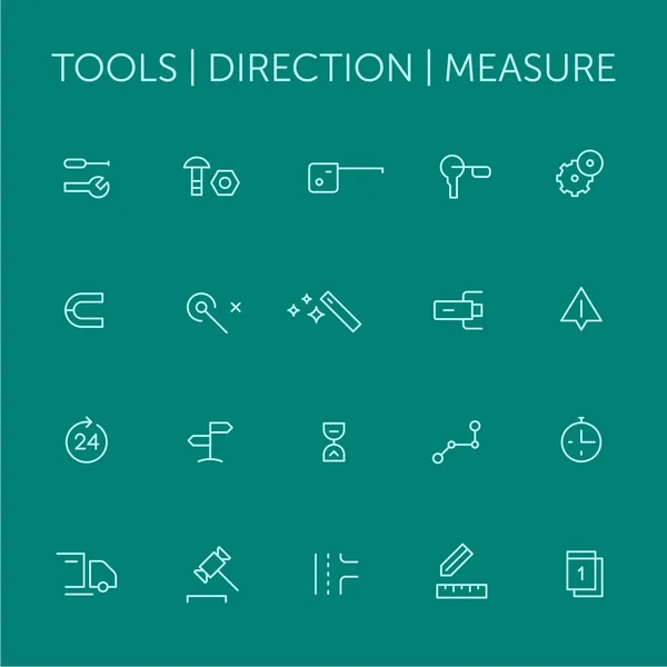 Des Outils Direction Mesurer Icônes Prêtes Des Lignes Minces Bleu — Image vectorielle