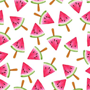 Dondurma karpuz. Sulu boya Dikişsiz desen.