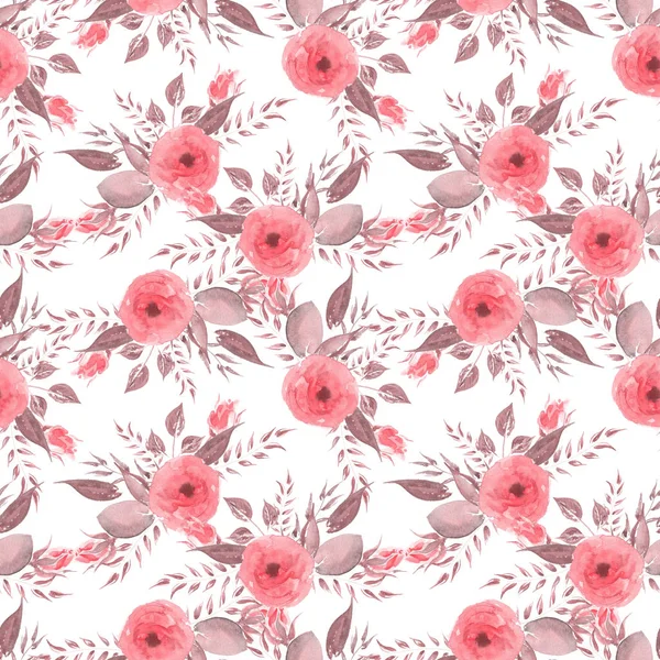 Watercolor seamless pattern. Vintage Pink roses. — Stock Photo, Image