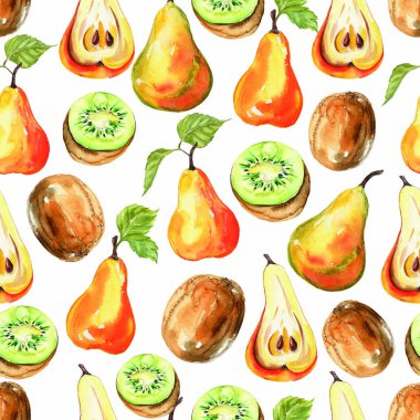 Armut ve Kivi baskı. Dikişsiz suluboya deseni.