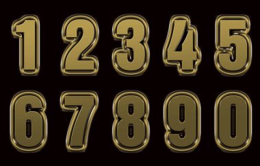 numbers set 3d illustration clipart