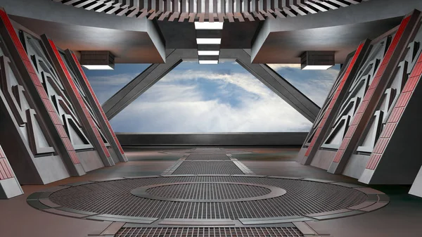 Űrhajó Futurisztikus Belső Ablak View Renderelés — Stock Fotó