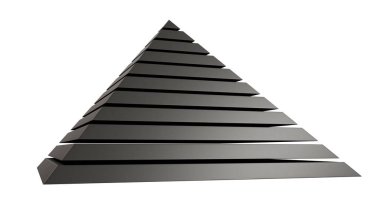 Siyah piramit üzerinde beyaz izole. 3D render